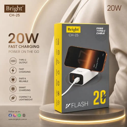 20W Type-C Flash Fast Charger USB Wall Adapter With Type-C Cable Manufacturers, Wholesale Suppliers in Dhanbad