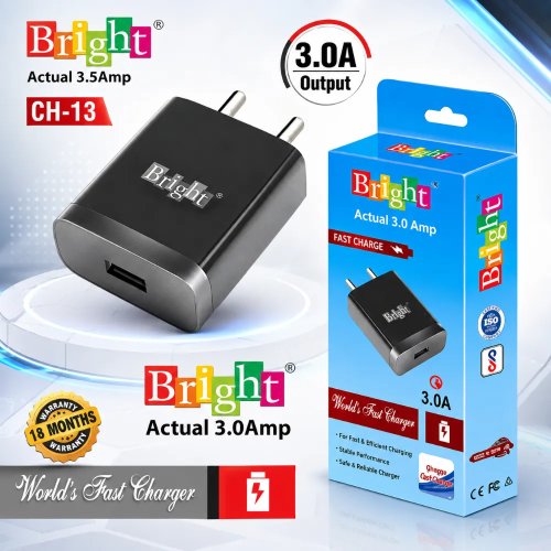 3.0 Amp Fast Charging Wall Adapter 12W USB Power Charger Manufacturers, Wholesale Suppliers in Delhi, India