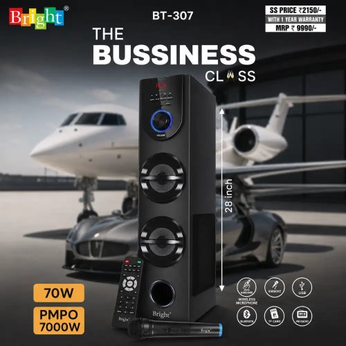 70W Bluetooth Tower Speaker – High-Power Home Audio System with Wired Mic Manufacturers, Wholesale Suppliers in Delhi, India