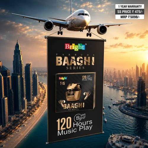 Baaghi Bluetooth Earbuds With 120 Hours Playtime And Deep Bass Manufacturers, Wholesale Suppliers in Delhi, India
