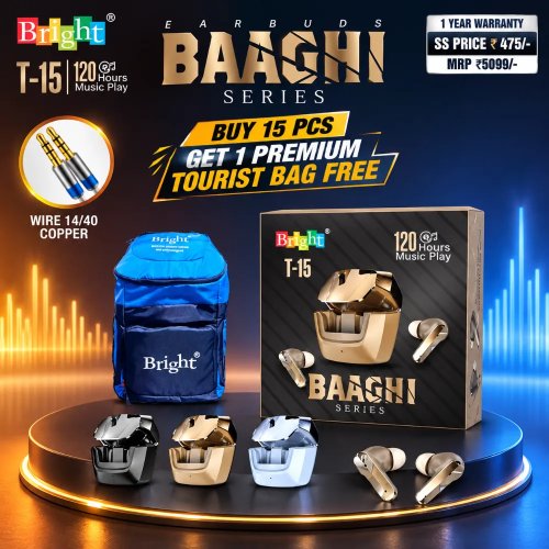 BAAGHI Series T-15 True Wireless Earbuds 120 Hours Playtime with Touch Control Manufacturers, Wholesale Suppliers in Delhi, India