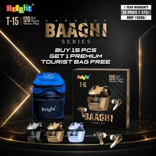 Baaghi Wireless Bluetooth Earbuds With 120 Hours Playtime Manufacturers, Wholesale Suppliers in Delhi, India