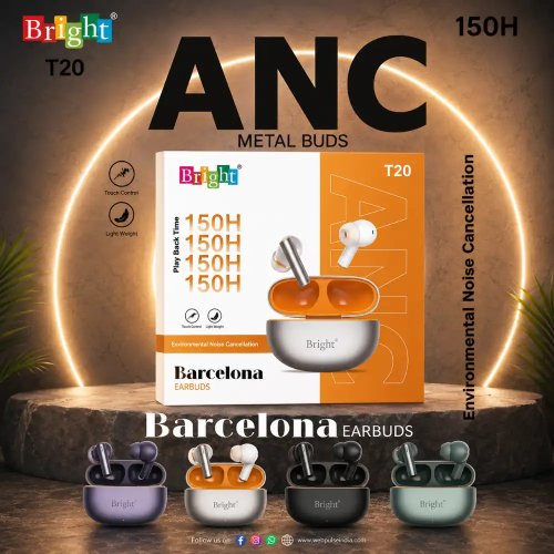 Barcelona ANC TWS Earbuds With 150 Hours Playtime And Metal Build Manufacturers, Wholesale Suppliers in Delhi, India