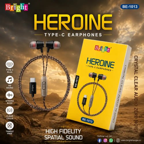 Bright Heroine Type-C Deep Bass Earphones Manufacturers, Wholesale Suppliers in Delhi, India