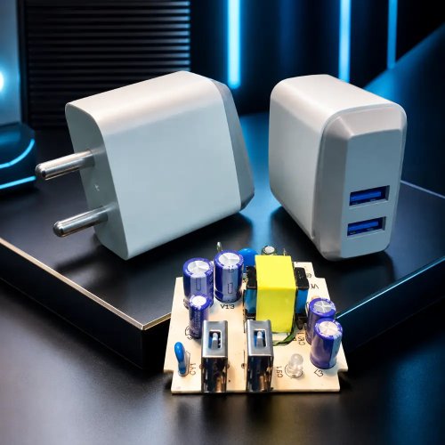 Dual USB Mobile Charger 5V DC White Grey Adapter Manufacturers, Wholesale Suppliers in Delhi, India