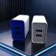 Dual USB Port Travel Charger White ABS Mobile Charging Adapter Manufacturers, Wholesale Suppliers in Delhi, India