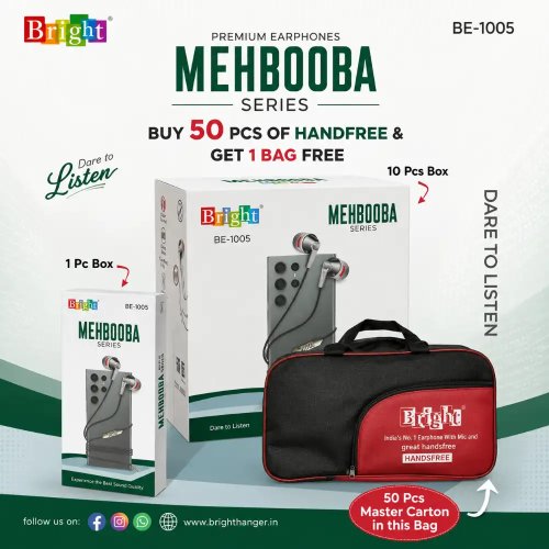 Mehbooba Wired Earphones Ergonomic In-Ear Stereo Headset with Deep Bass Manufacturers, Wholesale Suppliers in Delhi, India