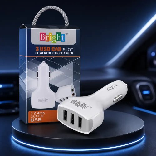 Turbo Triple Port Car Charger 3.5A Fast USB Auto Adapter with Free Micro USB Data Cable Manufacturers, Wholesale Suppliers in Delhi, India