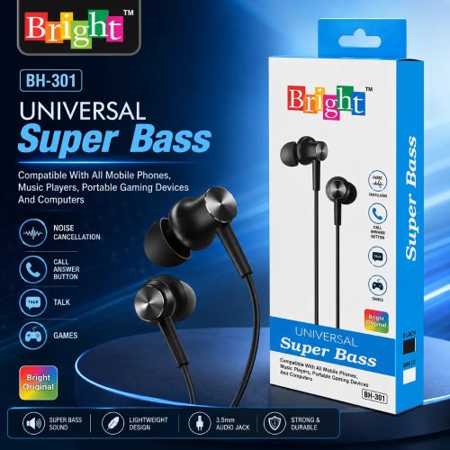Universal Super Bass Wired Earphones | In-Ear Hands-Free Headset with Mic Manufacturers, Wholesale Suppliers in Delhi, India