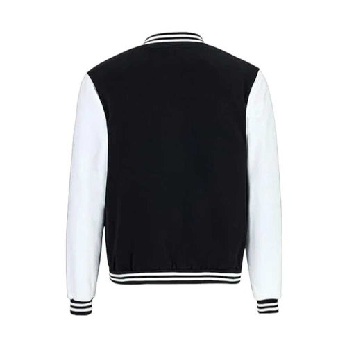 Black White Woolen Varsity Jacket for Unisex with Poly Cotton Fabric Regular Fit Winter Manufacturers, Wholesale Suppliers Exporters in United States (USA)