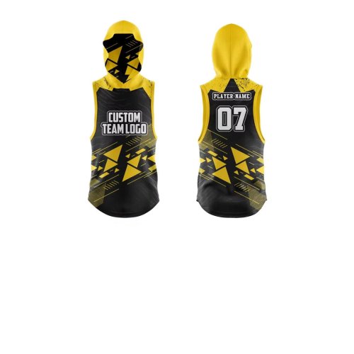 Black Yellow 7 On 7 Football Set Premium Polyester Hooded Jersey and Shorts Manufacturers, Wholesale Suppliers Exporters in United States (USA)
