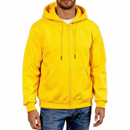 Bright Yellow Full Zip Hooded Sweatshirt for Men Soft Casual Everyday Hoodie Manufacturers in Brisbane, Wholesale Suppliers Exporters