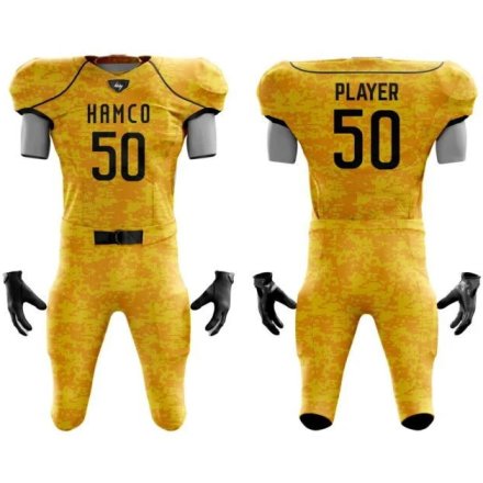 Custom Gold Digital American Football Uniform with Personalized Player Name Number Manufacturers, Wholesale Suppliers Exporters in United States (USA)