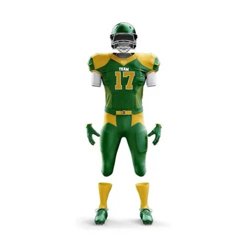 Custom Green Gold American Football Uniform Sublimated Jersey and Pants Manufacturers, Wholesale Suppliers Exporters in United States (USA)
