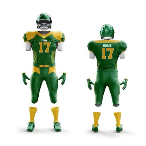 Custom Green Gold American Football Uniform Sublimated Jersey and Pants Manufacturers, Wholesale Suppliers Exporters in United States (USA)