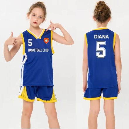 Custom Kids Basketball Uniform Royal Blue Sleeveless Jersey and Shorts Set Manufacturers in Toulouse, Wholesale Suppliers Exporters