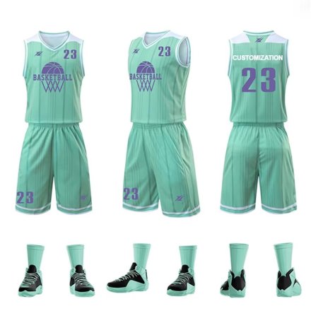 Custom Mint Green Basketball Uniform Sleeveless Sublimation Team Jersey and Shorts Manufacturers in Toulouse, Wholesale Suppliers Exporters