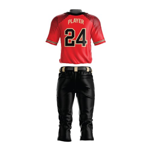 Custom Red and Black Baseball Uniform with Button Jersey and Pants Set Manufacturers, Wholesale Suppliers Exporters in United States (USA)
