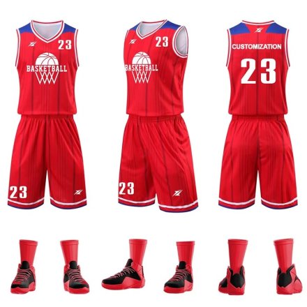 Custom Sublimated Red Basketball Game Uniform with Name Number Team Logo Manufacturers in Toulouse, Wholesale Suppliers Exporters