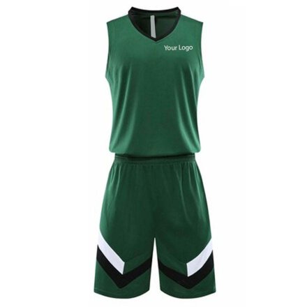 Green Black White Basketball Uniform Polyester Jersey and Shorts Set Manufacturers in Toulouse, Wholesale Suppliers Exporters