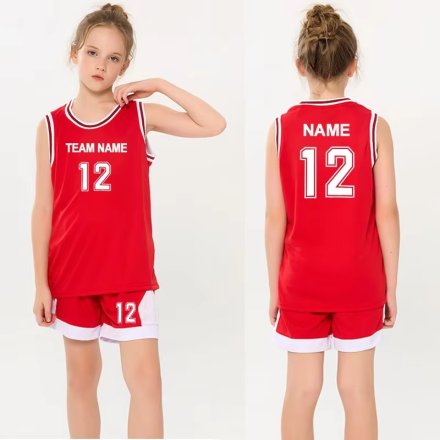 Kids Red Basketball Jersey Shorts Set Personalized Youth Team Uniform with Name Manufacturers in Toulouse, Wholesale Suppliers Exporters