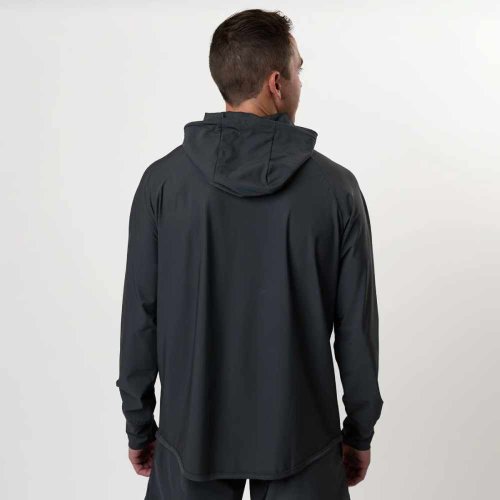 Mens Black Lightweight Performance Hooded Long Sleeve Athletic Pullover Hoodie Manufacturers in Brisbane, Wholesale Suppliers Exporters