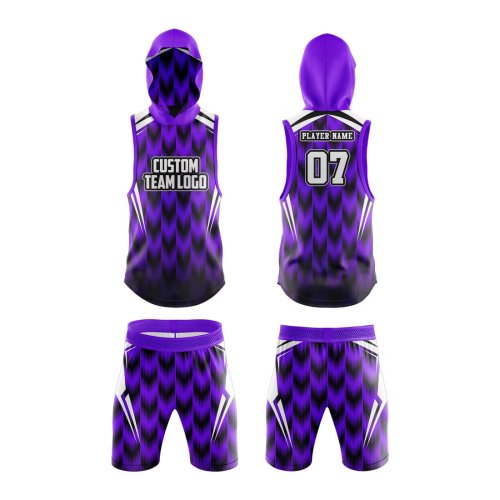 Premium Quick Dry Breathable Polyester Hooded Jersey and Shorts with Geometric Print Manufacturers, Wholesale Suppliers Exporters in United States (USA)