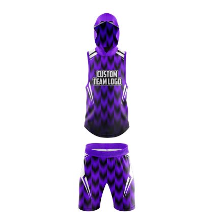 Premium Quick Dry Breathable Polyester Hooded Jersey and Shorts with Geometric Print Manufacturers, Wholesale Suppliers Exporters in United States (USA)