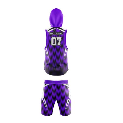 Premium Quick Dry Breathable Polyester Hooded Jersey and Shorts with Geometric Print Manufacturers, Wholesale Suppliers Exporters in United States (USA)