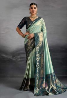 Buy Green Kanjivaram Silk Casual Wear Saree Online in Delhi