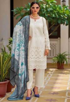 Buy White Cotton Printed Salwar Kameez Online in Delhi