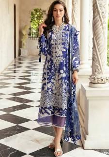 Buy Blue Lawn cotton Printed Gown Online in Delhi