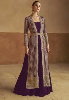 Buy Purple Georgette Designer Gown Online in Delhi