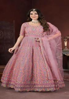 Buy Pink Net Designer Gown Online in Delhi