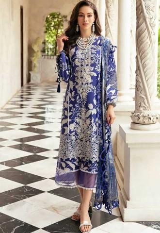 Blue Lawn Cotton Printed Gown