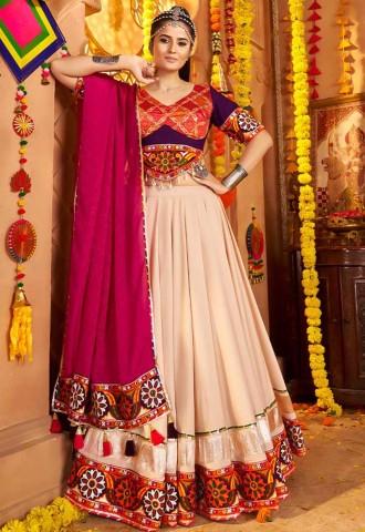 White Viscose Rayon Designer Lehenga