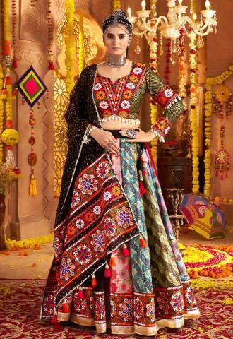 Black Viscose Rayon Designer Lehenga