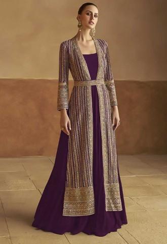 Purple Georgette Designer Gown