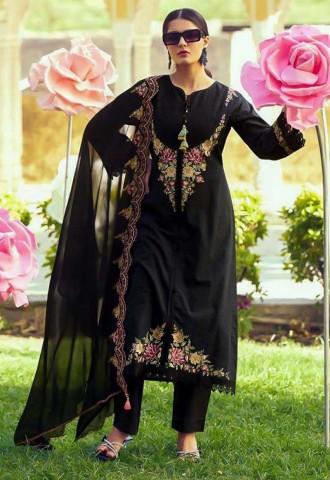 Black Cotton Party Wear Salwar Kameez