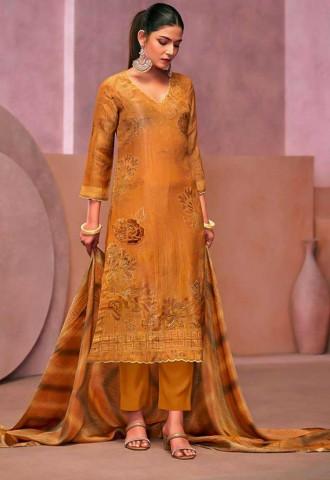 Orange Simmer Tissue Crush Designer Salwar Kameez