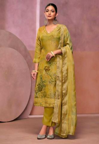 Green Simmer Tissue Crush Designer Salwar Kameez
