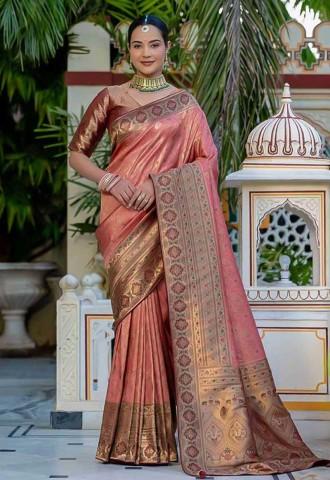 Orange Kanjivaram Silk Party Wear Saree