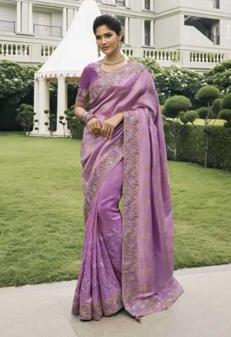 Purple Tissue Silk Designer Saree
