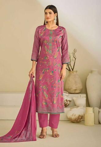 Pink Jam Satin Casual Wear Salwar Kameez