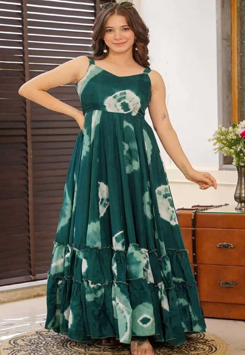 Teal Heavy Rayon Partywear Gown