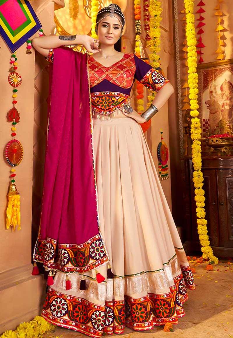 White Viscose Rayon Designer Lehenga