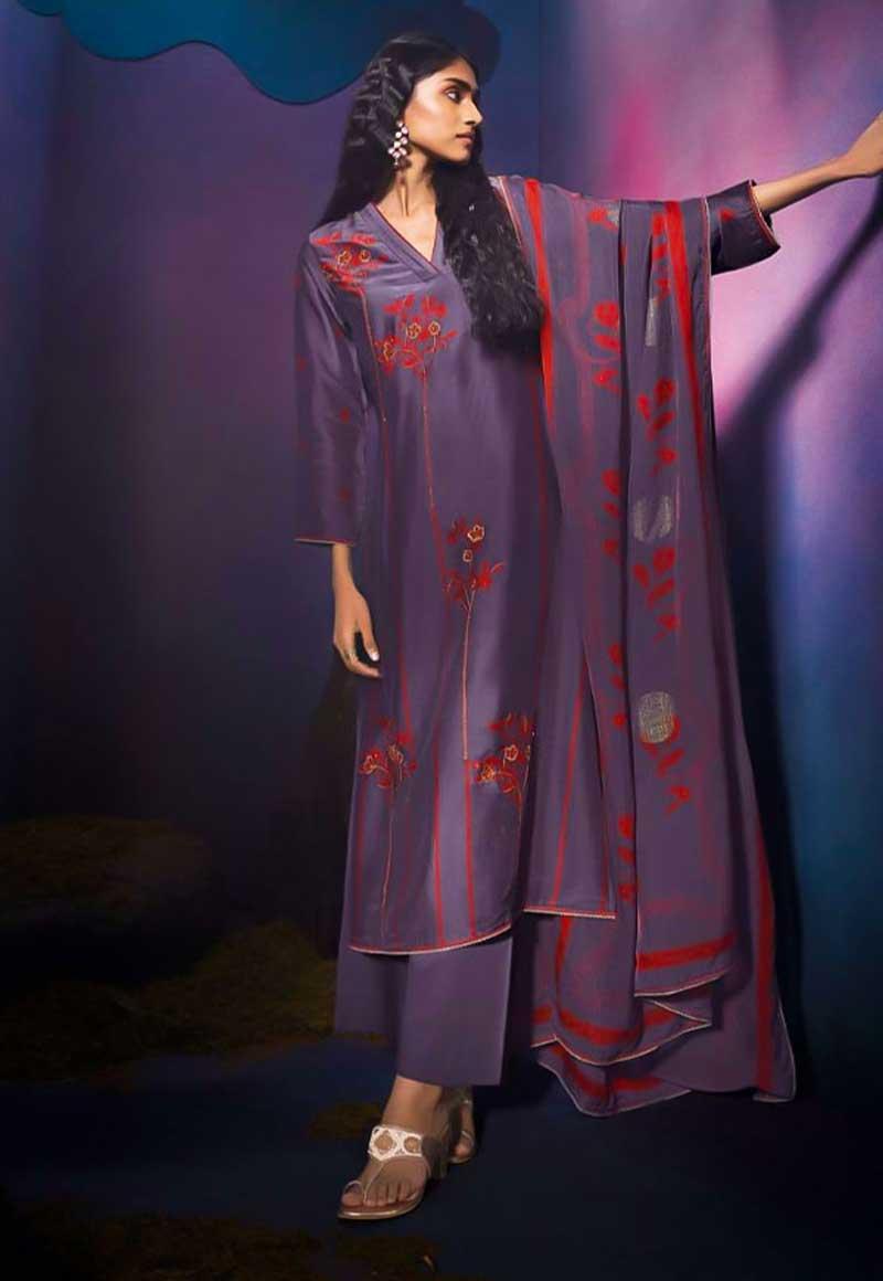 Violet Bemberg Silk Party Wear Salwar Kameez