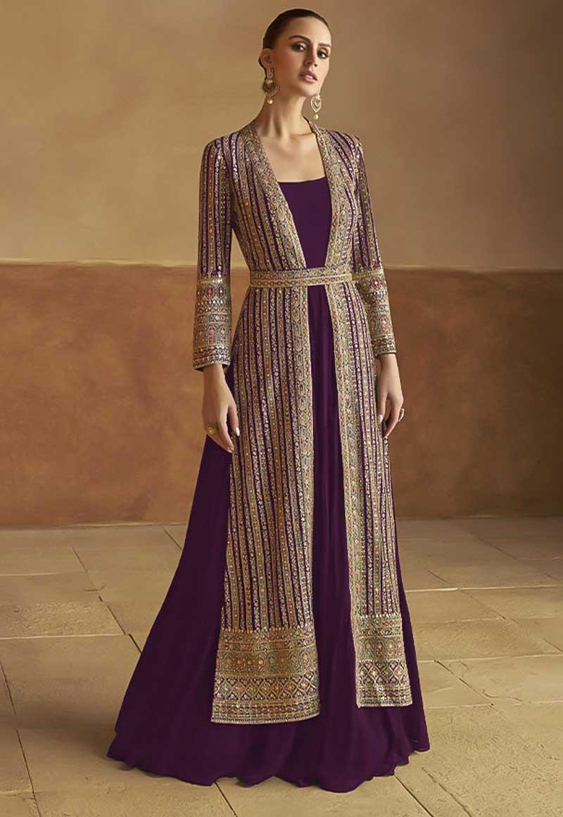 Purple Georgette Designer Gown