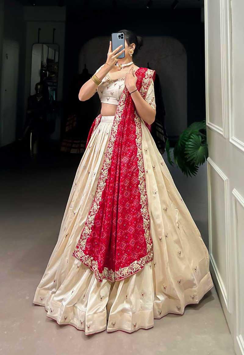 White Rayon Party Wear Lehenga