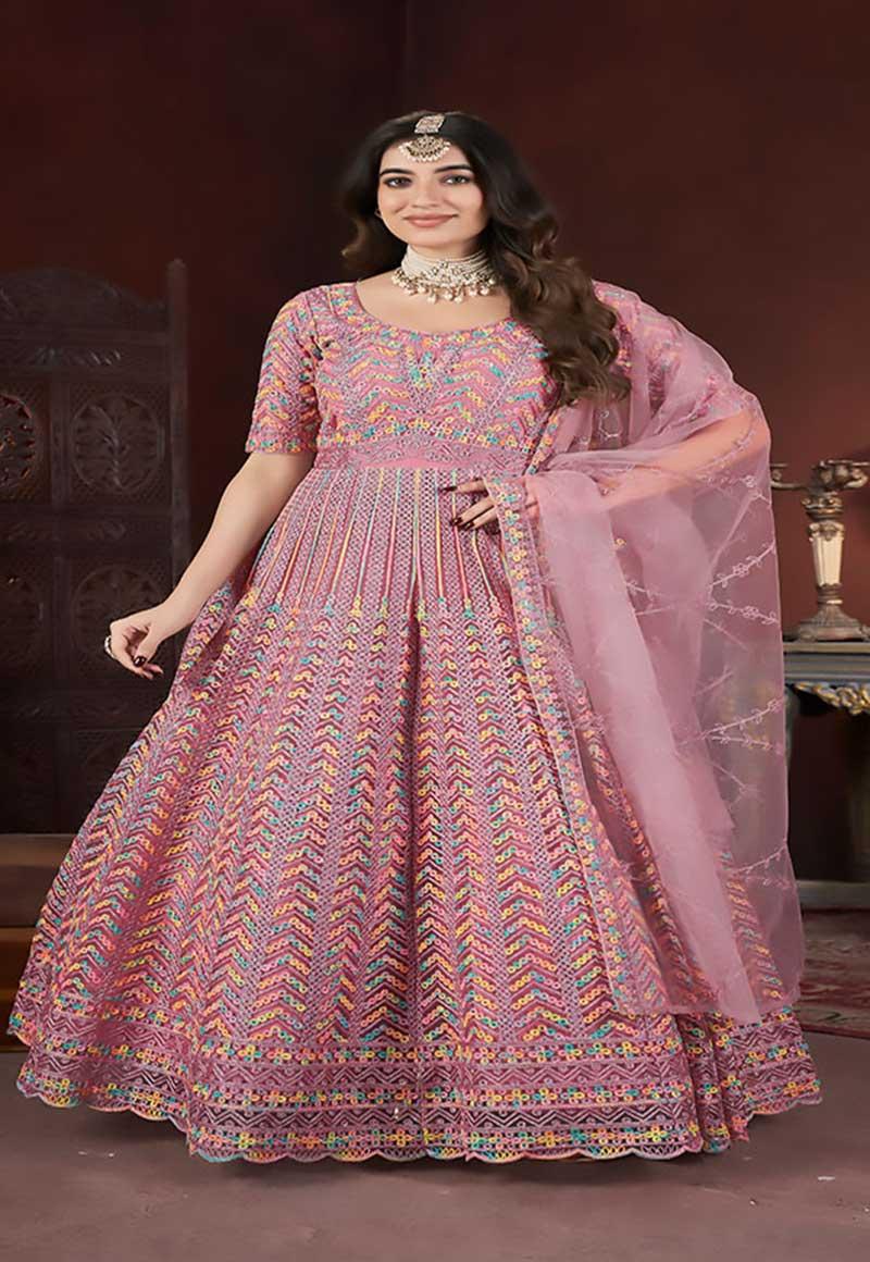 Pink Net Designer Gown
